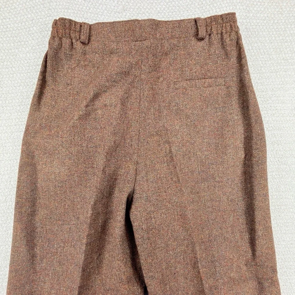 Henry White Ireland Womens Pants Size 12 Brown Tweed Lambswool High Rise Pleated